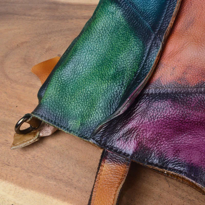 AETOO Leather handbags new top layer leather color retro irregular stitching simple casual slung shoulder bag