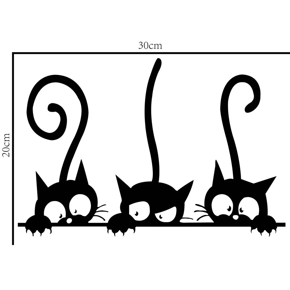 Three funny cats animal wall stick