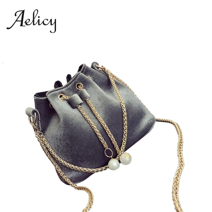 

Aelicy Women Drawstring PU Leather Handbags Daily Bucket Totebags Crossbody Bag Large Metal Chain Shoulder Messenger Bag