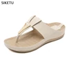 summer women slippers buckle real leather slides shoes solid thick sole heels beach sandals women outside platform flip flops c4 ► Photo 2/6