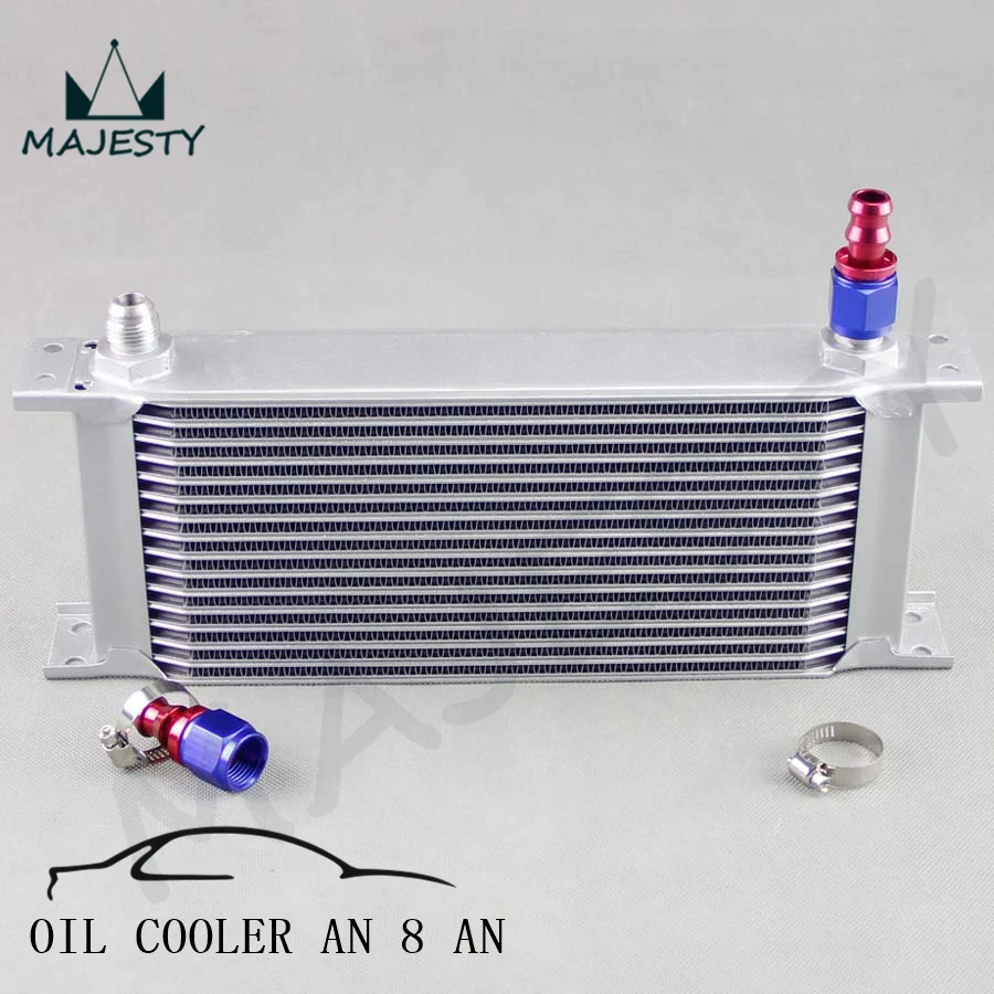 

2" ALUMINIUM 8AN OIL COOLER - 16 ROW ENGINE OIL COOLER + AN8 FITTING / HOSE END