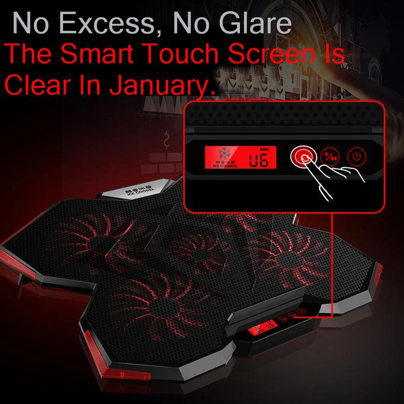 SeenDa Cooling Pad with Silence 5 Fans Gaming Laptop Cooler USB 2.0 Adjustable Notebook Holder for Macbook air/pro