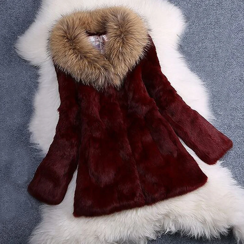 

2019 New Arrival Luxury Raccoon Fur Collar Whole Rabbit Fur Coat Hot Full Real Fur Coat Women Brand Fur Jacket TSR29