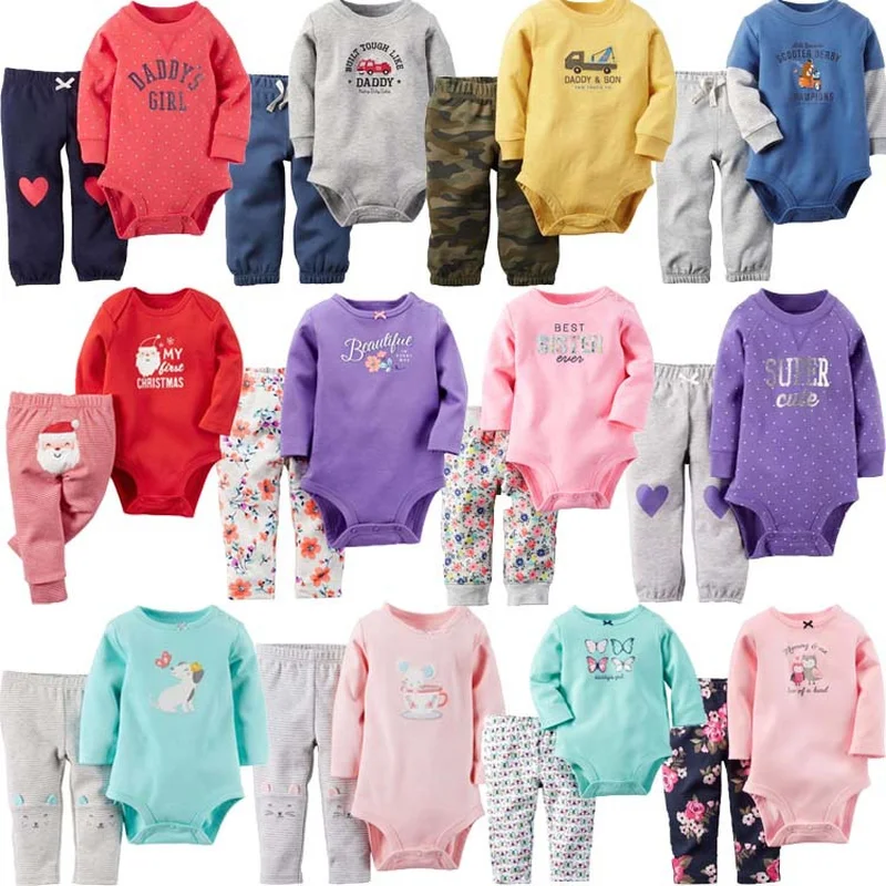 

Baby Girl Clothing Set Long Sleeves Baby Wear Spring Autumn Casual 100% Cotton Set Romper Trousers 2pc Jumpsuit Climb Clothes