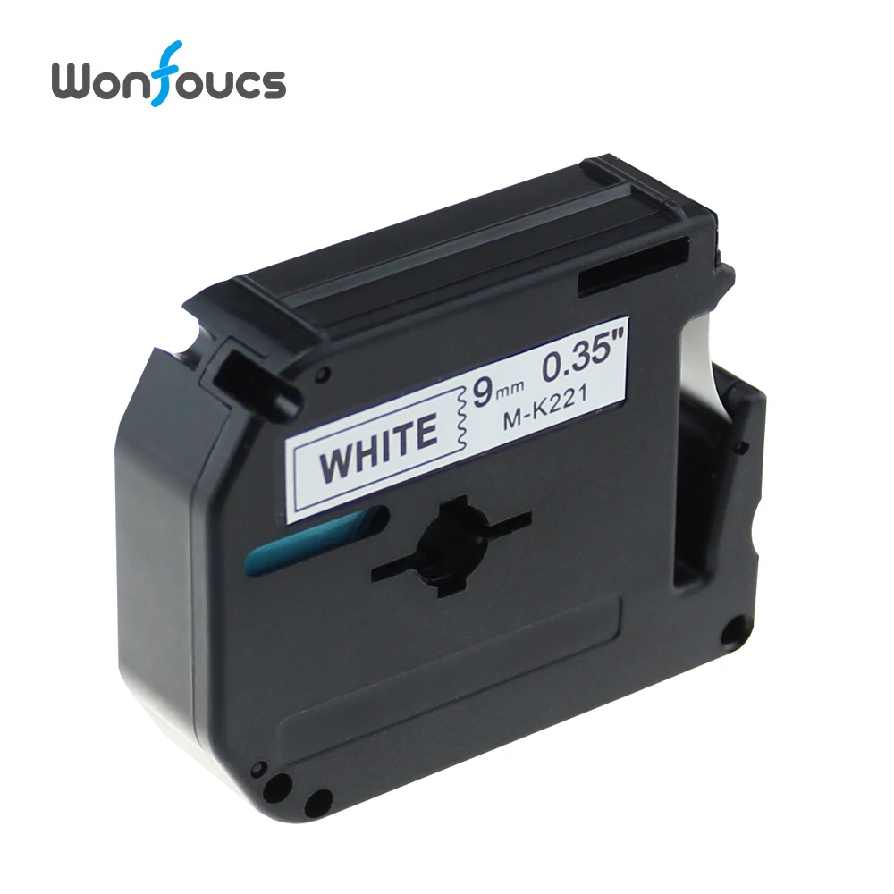 Kopen Compatibel Brother M Tapes 1 stks M K221 MK221 MK 221 9mm Zwart op Wit Sterke Zelfklevende Linten Voor P touch Printer PT 80 PT 70