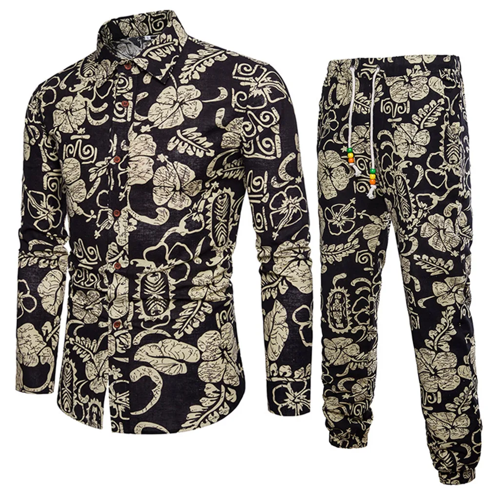 Vintage Floral Party Suits Man Long Sleeve Clothing Classic Chinese Style Printed Shirt Pants And Shirts Set Men Casual Clothes Vintage Floral Party Suits Man Long Sleeve Clothing Classic Chinese Style Printed Shirt Pants And Shirts Set Men Casual Clothes