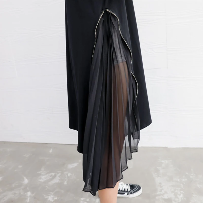 New fashion style Loose Spliced Pleated Chiffon Irregular Dress Fashion Nova Clothing