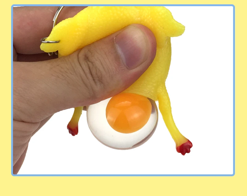 Funny Vent Chicken Cock Eggs Hens Ball Keychain Novelty Antistress Jokes Toys Squeeze Parody Keyring Key Ring Gadgets Soft Gifts 06