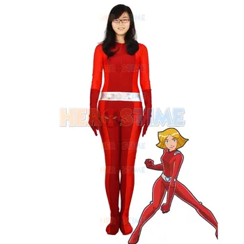 

HIgh Quality Womens/Mens Totally Spies Cosplay Costumes Alex Yellow/Red/Green/Blue Superhero Female/Male Zentai Suit Costume