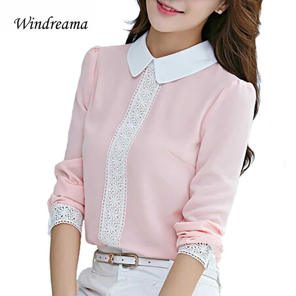 Windreama New Spring Chiffon Blouse Women Long Sle...
