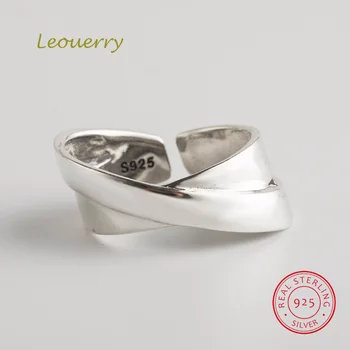

Leouerry Twine Wide Rings 925 Sterling Silver Glossy Index Finger Opening Rings for Women Elegant Jewelry Gift