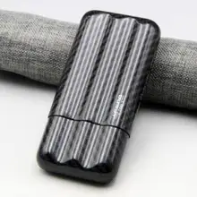 Высококачественный COHIBA Черный углеродного волокна Путешествия использовать три трубки для сигар с подарочной коробкой