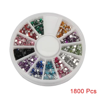 

1800pcs 1.5mm Nail Art Rhinestone Glitter Tip Multicolor Mix Gems Wheel KG66