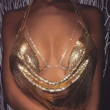 Последние Сексуальные Металлические кроп Топы женские топы с открытой спиной топы с бюстгальтером без косточек лето для пляжа и вечеринки Женщины блесток обрезанный Топ без бретелей