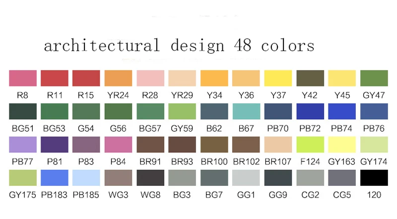 Превосходный набор маркеров с двумя головками для художников, 170 цветов, большое значение, гладкий дизайн, маркер, анимация, эскиз, копические маркеры для рисования - Цвет: 48 architectural