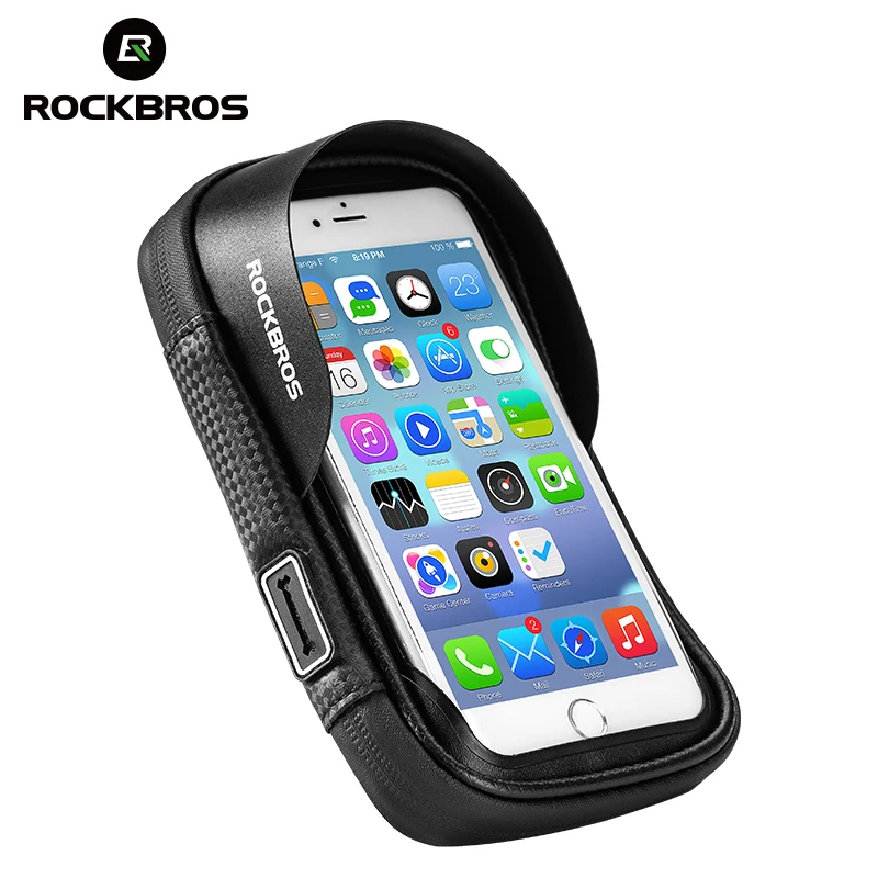Discount ROCKBROS Cycling Front Bag Bike Phone Mount Bicycle Holder Case MTB Handlebar Cradle 360 Degrees Rotatable Phone Bag 6.0 inch 3