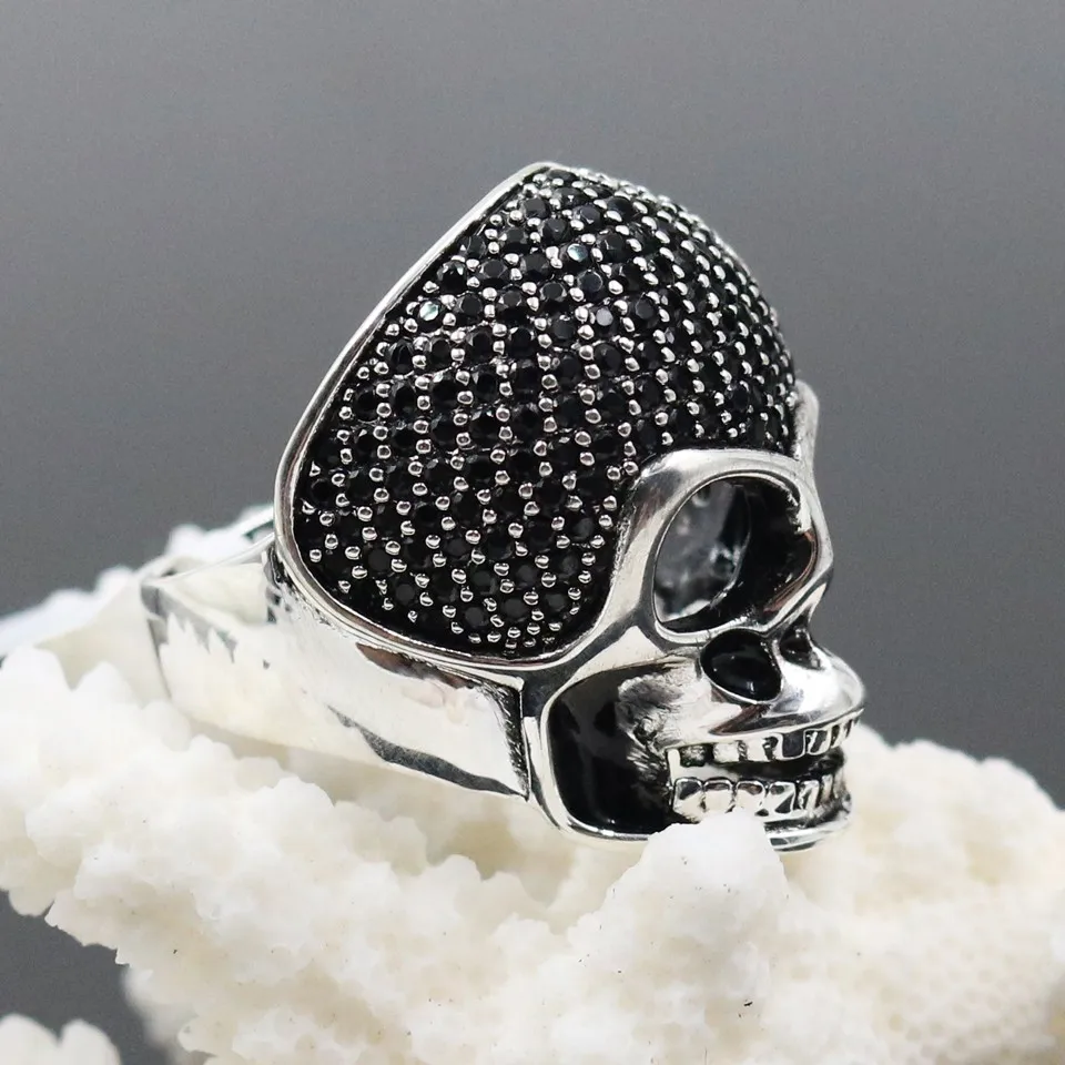 Черный череп кольцо, Томас Стиль 925 серебро Rebel хорошее украшения для Для мужчин и Для женщин, TS подарок, Супер предложения