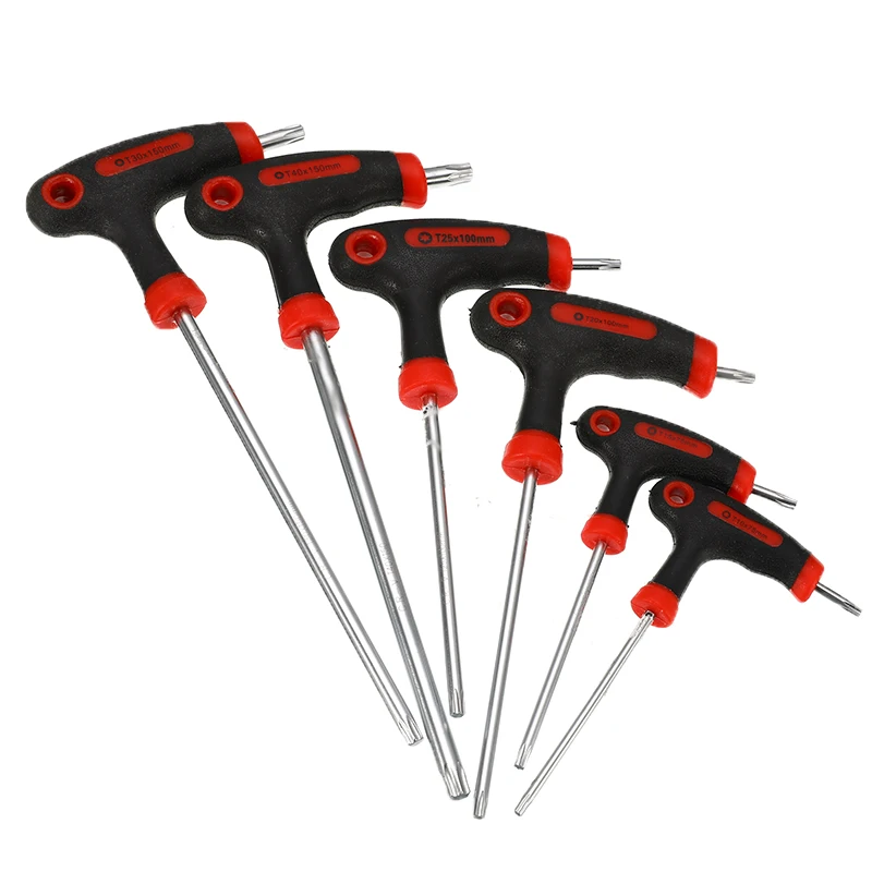 

1 PC T-Handle Grip Torx & Hex Allen Key Screwdriver Chromium-molybdenum Alloy Steel Driver Tool T10/T15/T20/T25/T30/T40