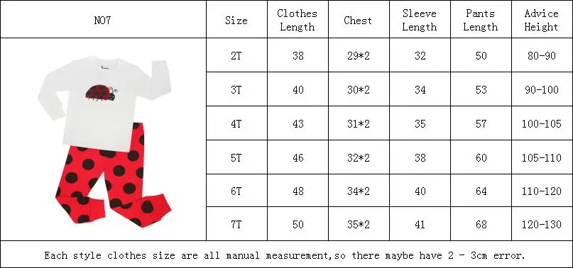 Детские пижамные комплекты из 100 хлопка с божьей коровкой детские пижамы для детей от 1 до 8 лет, детская одежда для сна pijamas Infantil Pyjama Fille