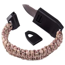 

Outdoor Braided Survival Bracelet Men Paracord Multifunction Camping Rescue Emergency Rope Bangles Whistle Stainless Steel Knife