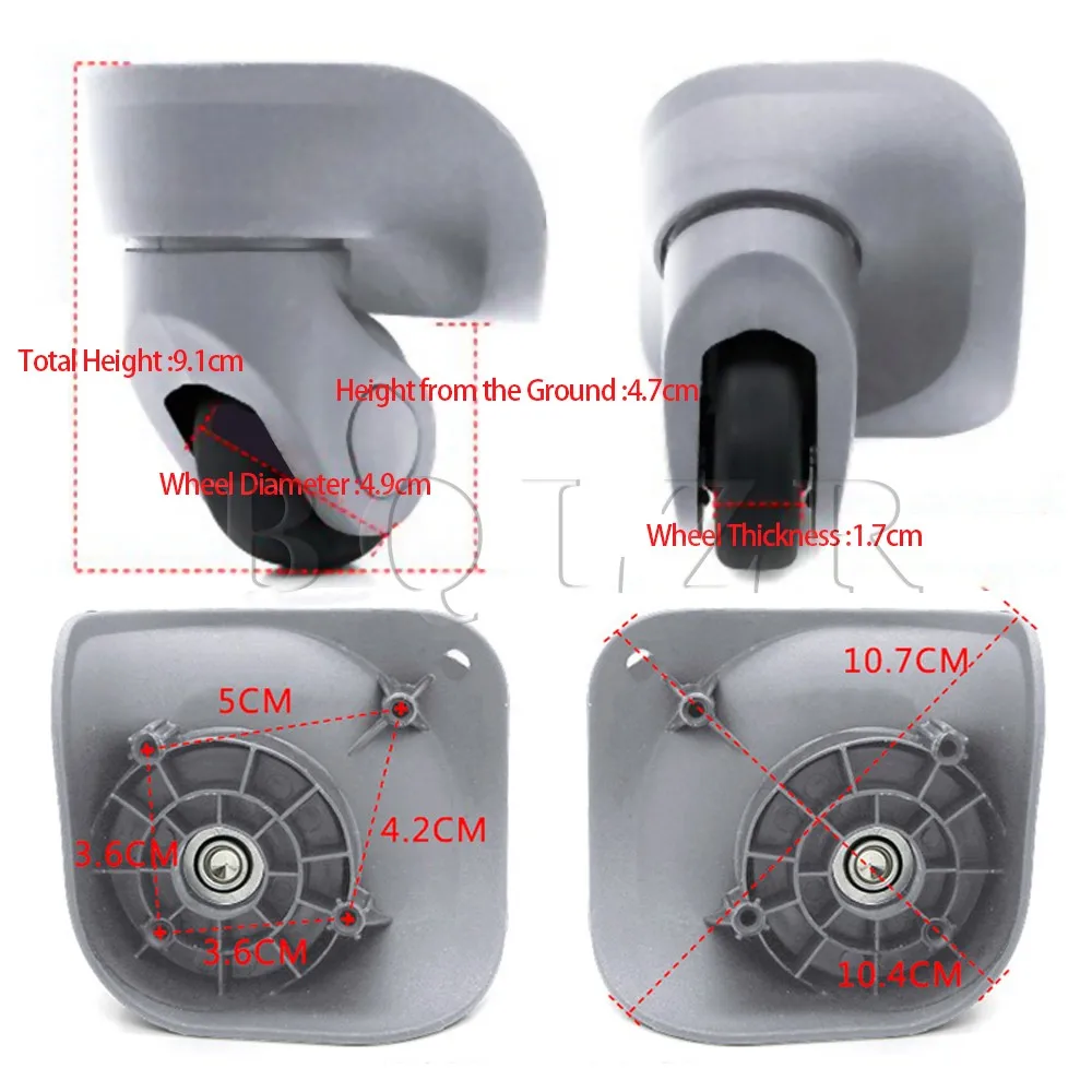 2 шт BQLZR DIY Серый 91x107x49 мм колеса багажные аксессуары левый и правый