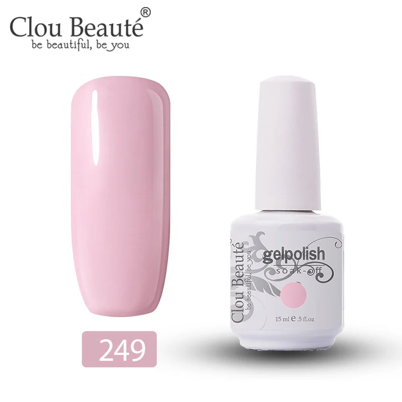 Clou Beaute гель для дизайна ногтей УФ светодиодный Устойчивый лак для ногтей отмачиваемый белый гель разноцветный Гель-лак для ногтей лак 15 мл - Цвет: 249