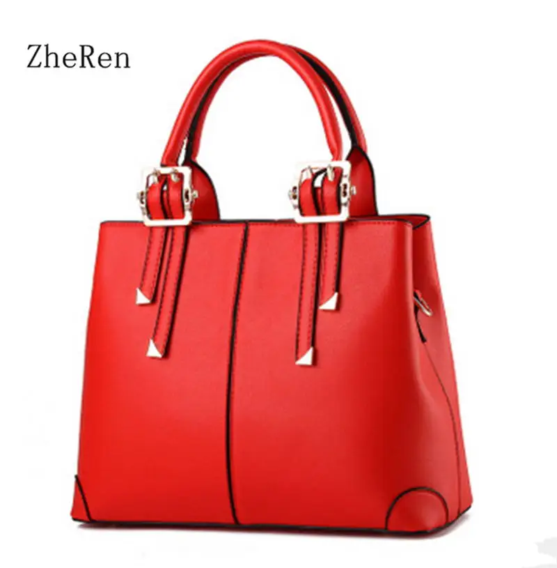 mujeres del bolso del bolso bolso femenino de moda de Europa y los Estados Unidos temperamento estilo lleva una bolsa de hombro - Цвет: Big red
