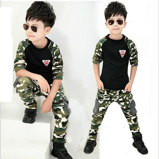 

2017 New Camouflage Kids Clothing Set for Boys Girls Spring&Autumn Cotton Camo Boys Sports Set Active Girls Clothing Sets