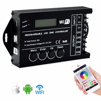 

TC421 Led Controller Wifi Time Controller DC12-24V Programmable RGB Single Color Led Controller Via Phone APP and PC Client