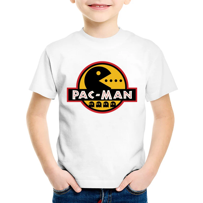 

ZSIIBO T-shirt Girls Children boys T-shirt Baby girl Tops Round Neck Cotton Children's Clothing Pac man Eat beans Kids camisetas