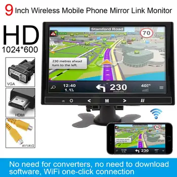 

9 Inch 12V 1024*600 TFT LCD Color Multifunction Car Headrest Monitor Support HDMI/VGA/AV/Wireless Mobile Phone Mirror Link