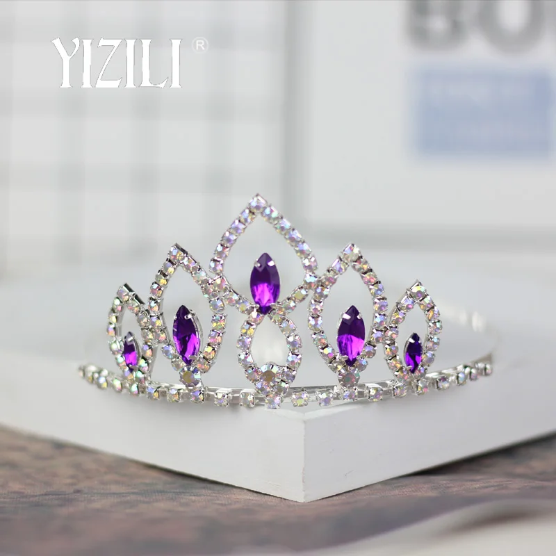 YIZILI новинка 4 цвета большой драгоценный камень для детей корона девочек