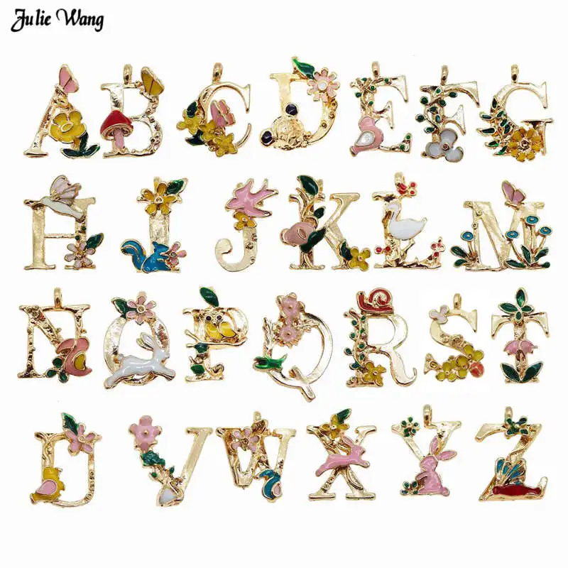 

Julie Wang A-Z 26 Alphabet Letter Charm Creative Women Bracelet Necklace Pendant Keyring Home Decor Hanging Craft DIY Accessory