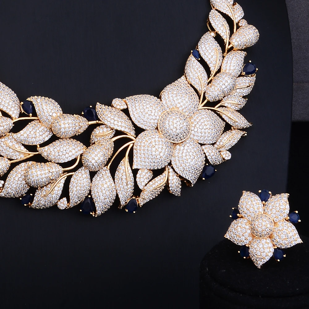 Женский комплект украшений GODKI Свадебный из 2 х тоновых серег и ожерелья с розовым