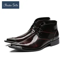 Christia Bella/мужские деловые кожаные ботинки ручной работы с острым носком и металлическим наконечником, модные модельные ботинки, увеличивающие рост, большие размеры 38-47