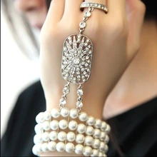 Ювелирные изделия для невесты Популярная мода имитация жемчуга невесты прозрачный стрейч австрийский браслет набор для женщин