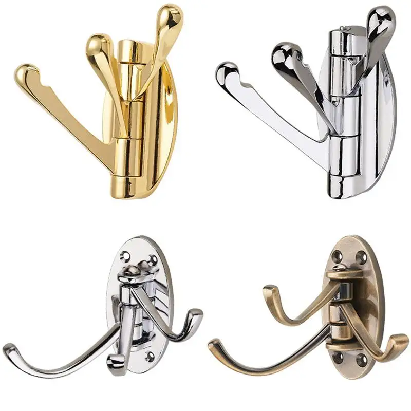 Swivel Coat Hook Folding Solid Metal Heavy Duty Swing Arm Triple Hook Wall Mounted Hanger For