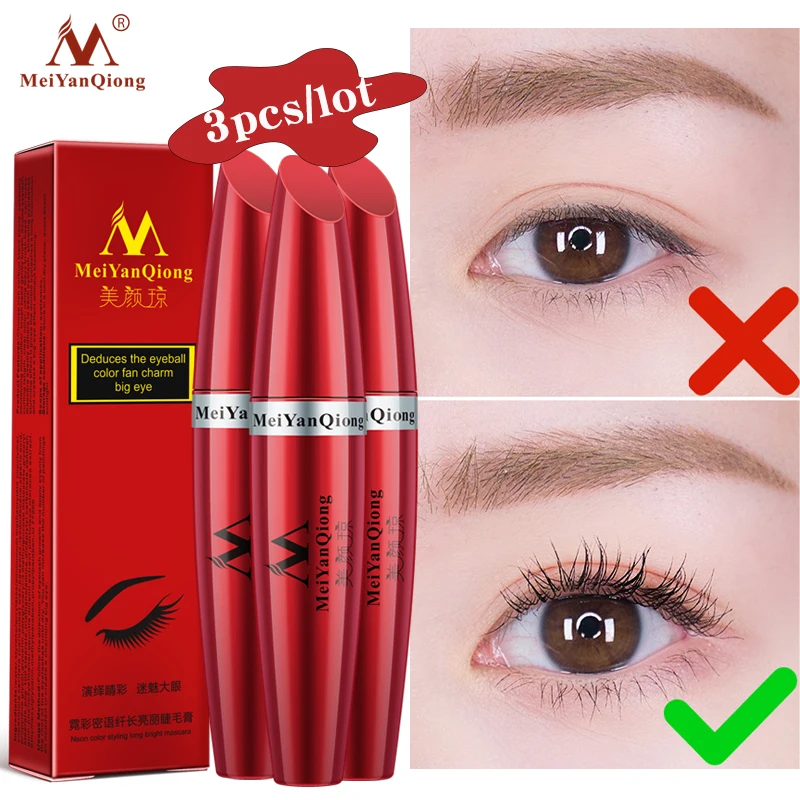 

3 pcs MeiYanQiong Bright Color Mascara Curling Thick Eyelashes Long-lasting Moisturizing Fast Growth Long Eyelashes