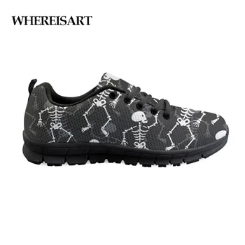 

WHEREISART Causal Flats Men Shoes Skeleton Painting Shoes Man Soft Summer Shoes Men Grey Classic Flats Sneakers Students Teenger