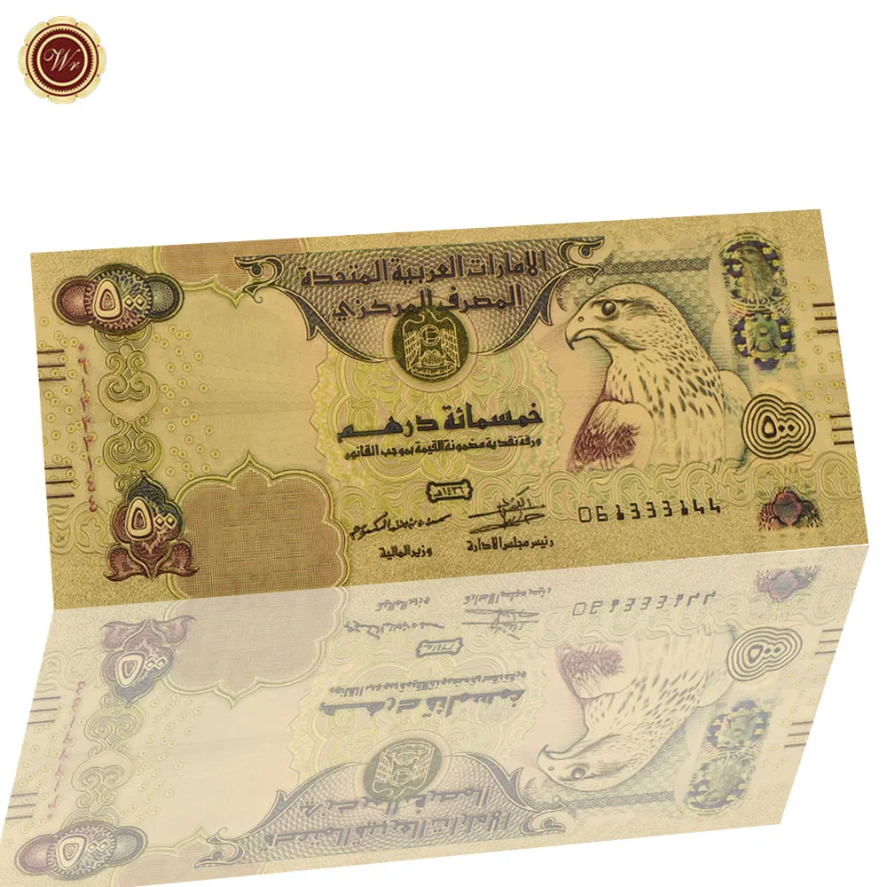 WR-billetes chapados en oro de los Países Árabes Unidos, 50000, UAE 100, Dirham, artesanía dorada para recuerdo de negocios