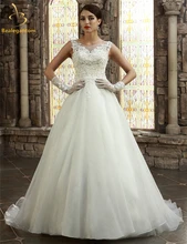 Bealegantom White A-Line Organza Wedding Dresses 2017 Beaded Appliques Plus Size Bridal Gowns Vestido De Novia QA1130