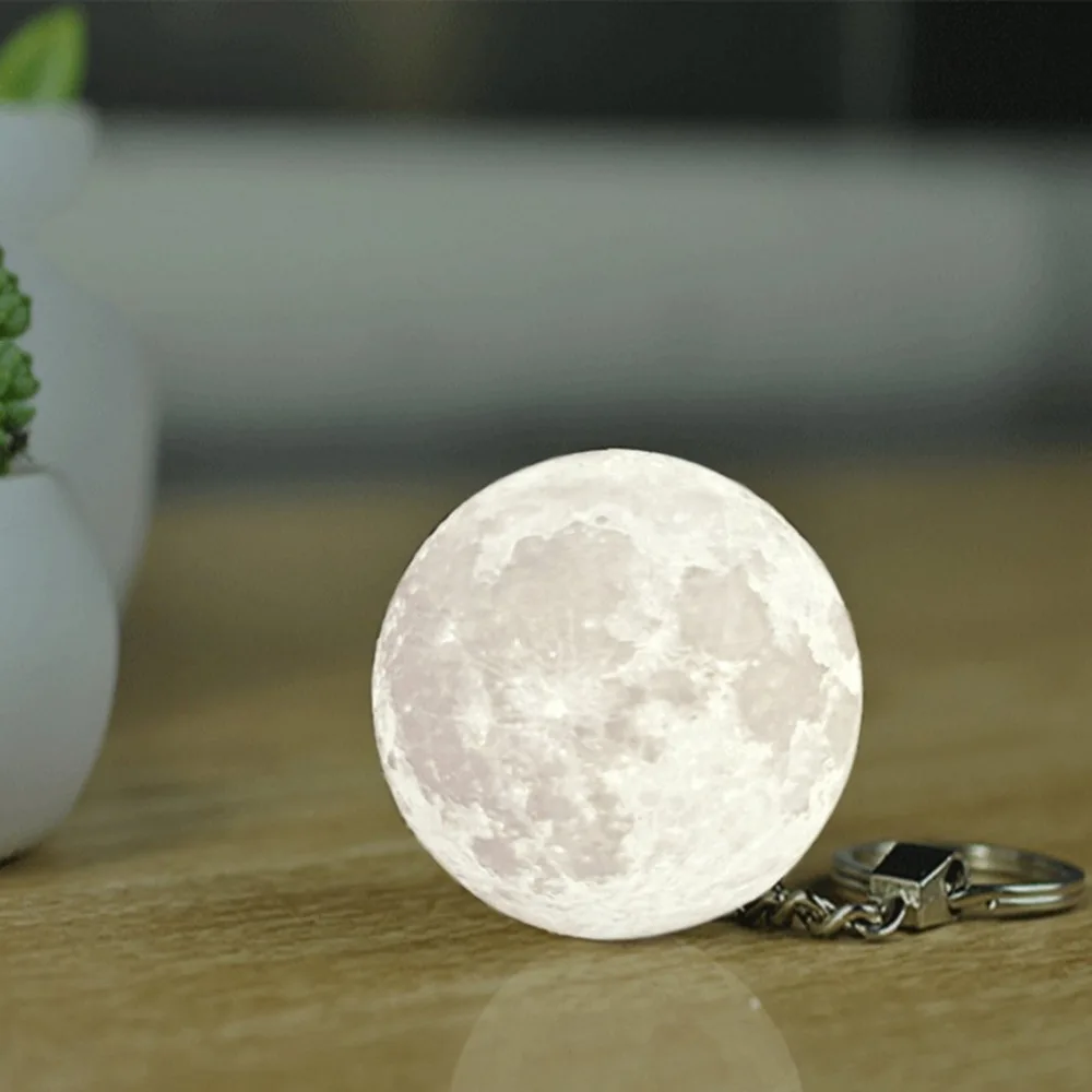Портативный 3d Уникальная Форма Луны брелок декорация Ночной светильник-белый светильник прочный и практичный подарок