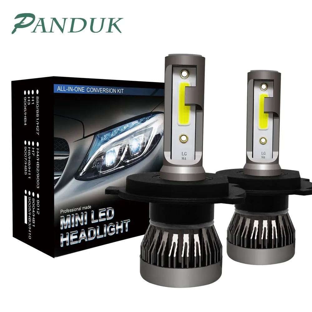 

PANDUK 2019 Led Headlight 12V 24V H1 H4 H7 Car Light 9005 9006 Led H3 H11 9012 led bulb 6500K 36W Mini Car Accessories 2Pcs