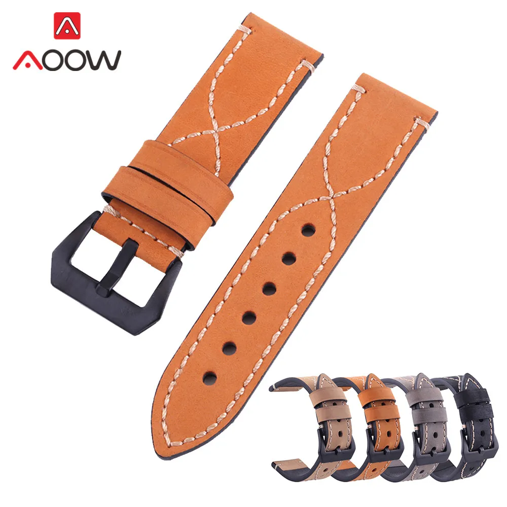 

20mm 22mm 24mm 26mm High Quality Genuine Leather Watchband Women Men Brown Black Replacement Bracelet Band Strap Accessories