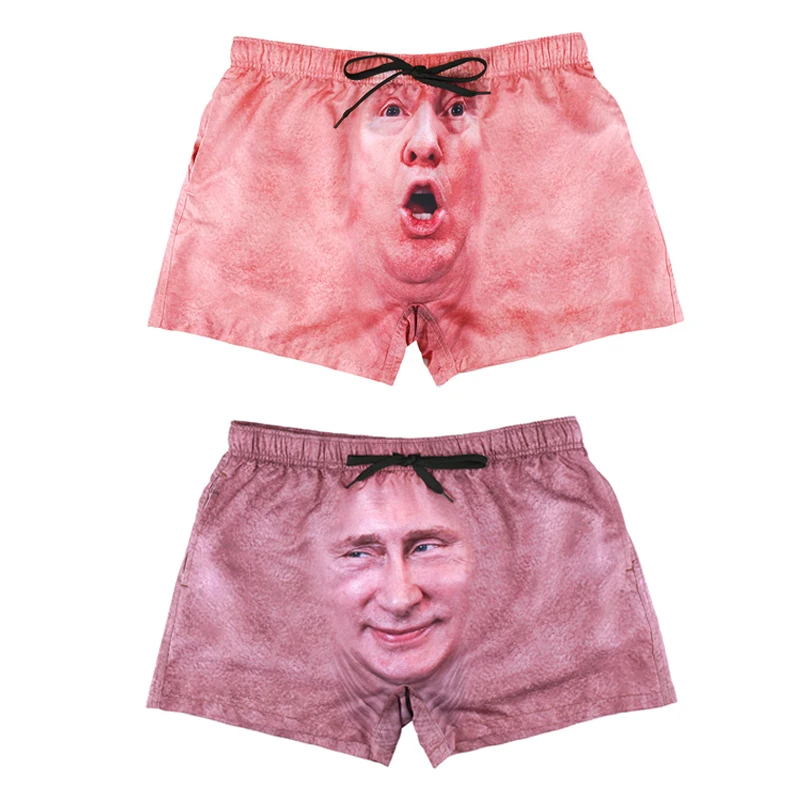 Buy Funny Trump Putin 3D Printed Beach Board Shorts