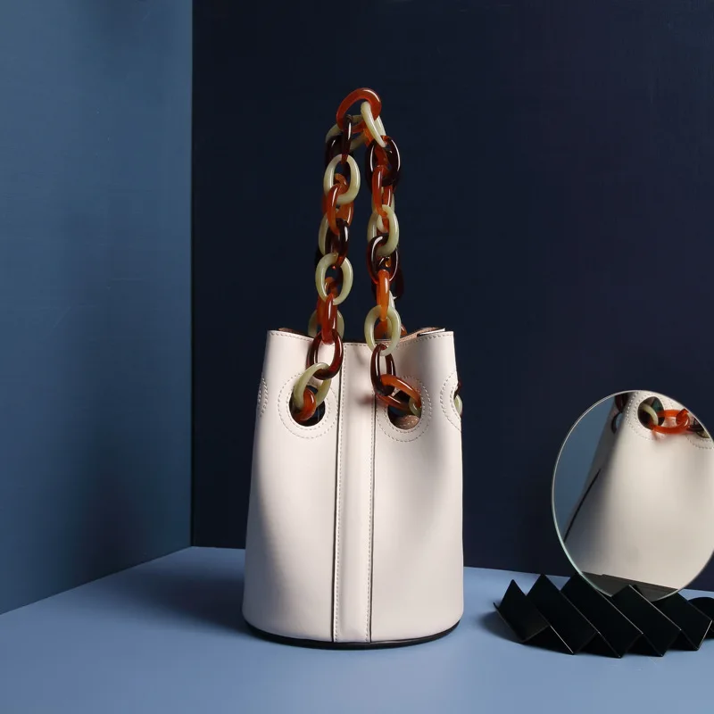 

Witfox Resin chain bucket women fashion european luxury handbags women bags designer sac a main femme de marque luxe cuir
