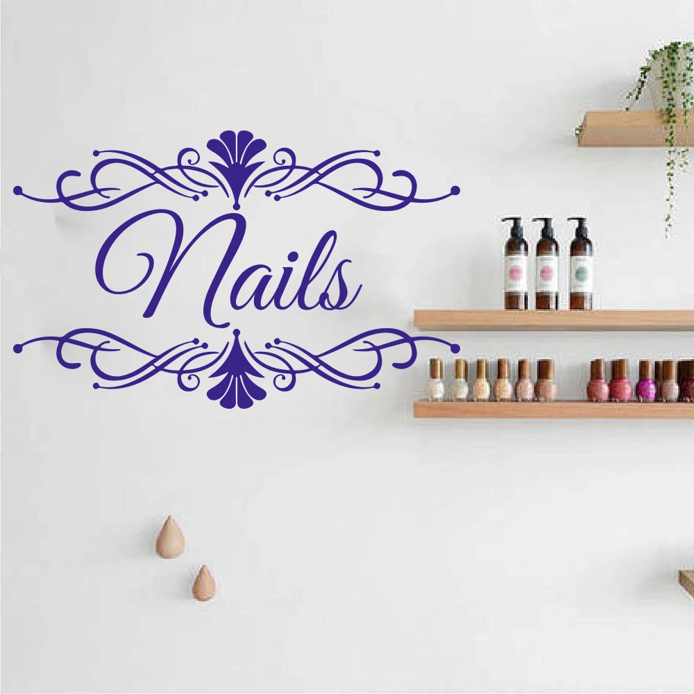 Custom Name Beauty Hair Nail Salon Spa Name Swirl Wall Window Decals Stickers Art Mural Shop Decor  Hair Nail Salon Spa Vinyl (5)