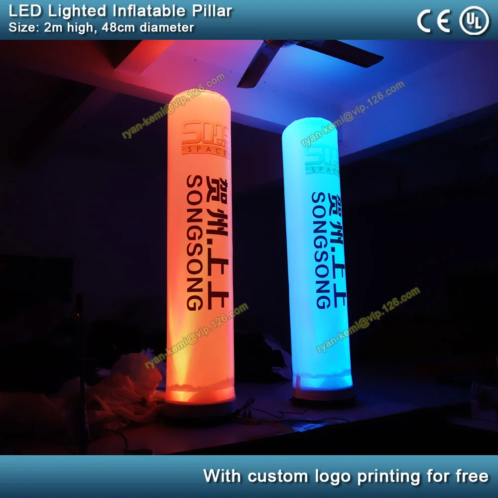 2m LED lighting inflatable pillar with custom printing