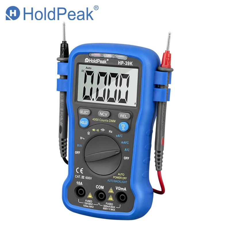 

HoldPeak HP-39K Digital Multimeter Auto Range Avometer Universal Meter 4000 Counts Substitutable Fixed Mode NCV Diod Multimeter