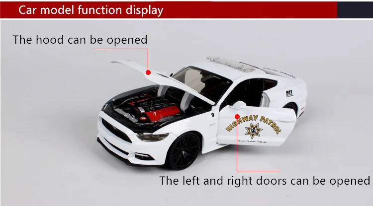 Maisto 1:24 Ford Mustang GT police car alloy authorized car model crafts decoration toy tools Collecting gifts